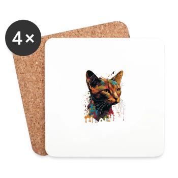 Abyssinian Cat Colorful Gaze - Untersetzer (4er-Set) - Weiß - Vorne
