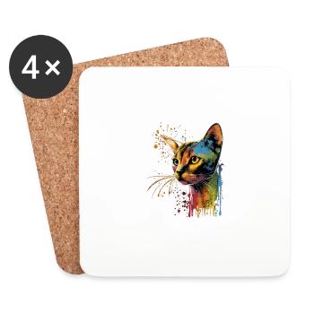 Abyssinian Cat Colorful Gaze - Untersetzer (4er-Set) - Weiß - Vorne