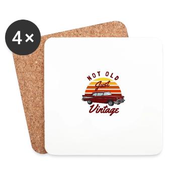 Not Old Just Vintage Classic Car Enthusiast - Coasters (set of 4) - white - Front