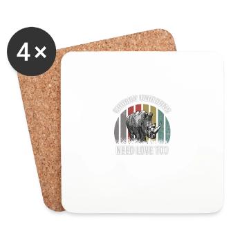 Chubby Unicorns Need Love Too Rainbow - Coasters (set of 4) - white - Front