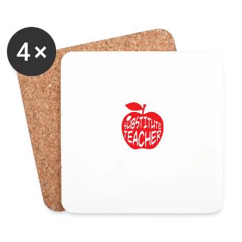 Substitute Teacher School Educator Teacher - Coasters (set of 4) - white - Front