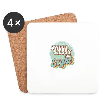 Sweet Sassy et 8 célébrant de fête du 8e anniversaire - Dessous de verre (lot de 4) - blanc - Devant