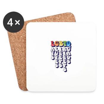 LGBTQ Lats Glutes Biceps Triceps Quads Rainbow - Coasters (set of 4) - white - Front