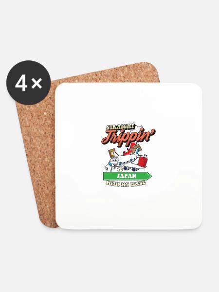 Straight Trippin' To Japan With My Tribe Family - Coasters (set of 4) - white