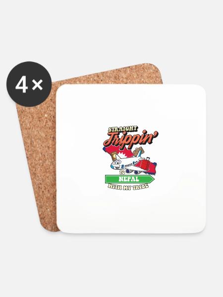Straight Trippin' To Nepal With My Tribe Family - Coasters (set of 4) - white