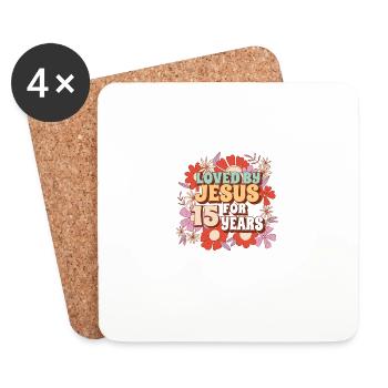 Loved By Jesus For 15 Years 15th Birthday - Coasters (set of 4) - white - Front