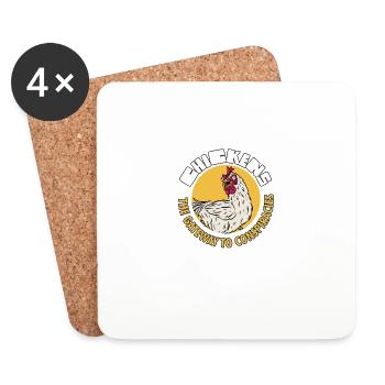 Les poulets : la porte d’entrée vers les complots - Dessous de verre (lot de 4) - blanc - Devant
