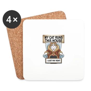 Meine Katze betreibt dieses Haus, ich zahle nur Miete - Untersetzer (4er-Set) - Weiß - Vorne