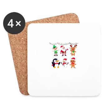 Dabbing Santa und Elf Friends Christmas Squad - Untersetzer (4er-Set) - Weiß - Vorne