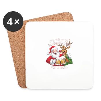 C’est le moment le plus merveilleux pour une joie de Noël à la bière - Dessous de verre (lot de 4) - blanc - Devant