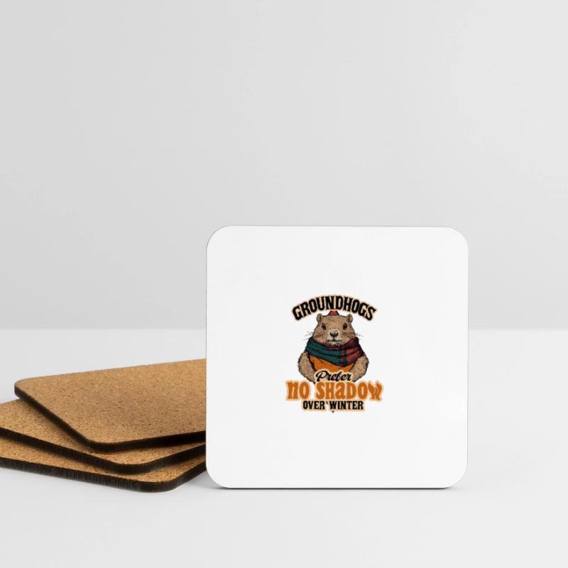 Groundhogs Prefer No Shadow Over Winter Coasters (set of 4)