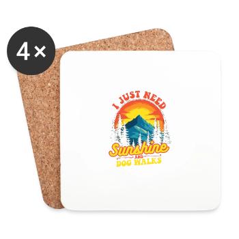 I Just Need Sunshine And Dog Walks Adventure - Coasters (set of 4) - white - Front