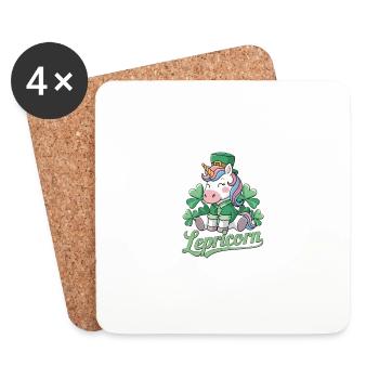 St. Patrick's Day Lepricorn Magie und Spaß - Untersetzer (4er-Set) - Weiß - Vorne
