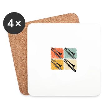 Vintage Retro Posaune Posaunen Entwurf - Untersetzer (4er-Set) - Weiß - Vorne