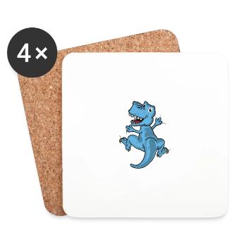 Blauer Dino - Untersetzer (4er-Set) - Weiß - Vorne
