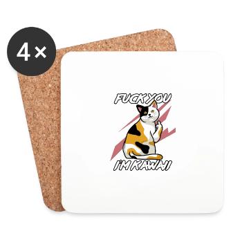 kawaii - Dessous de verre (lot de 4) - blanc - Devant