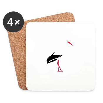 white stork - Coasters (set of 4) - white - Front