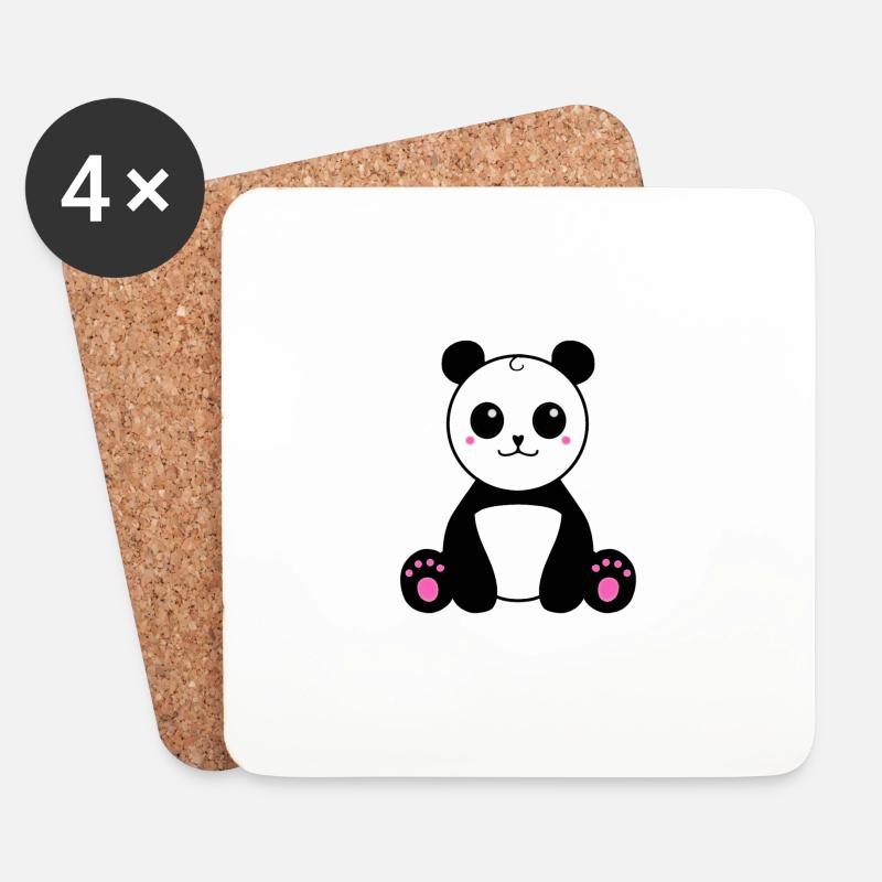 Panda Emoji - Untersetzer (4er-Set) - Weiß