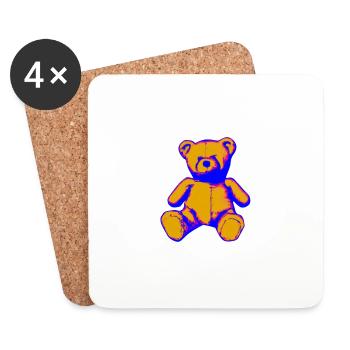 Teddy Bär im Stil - Untersetzer (4er-Set) - Weiß - Vorne