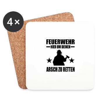 Feuerwehr - Untersetzer (4er-Set) - Weiß - Vorne