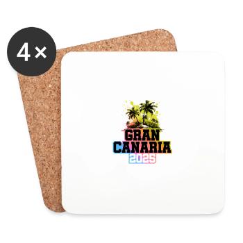 Gran Canaria 2025 Palmen Bunt - Untersetzer (4er-Set) - Weiß - Vorne