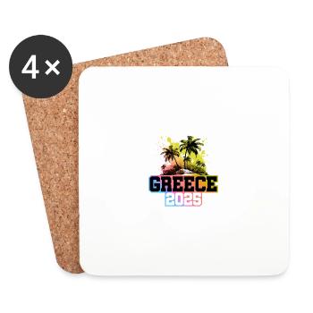 Greece 2025 Palm Trees Multicolored - Coasters (set of 4) - white - Front