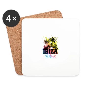 Ibiza 2025 Palmiers Colorés - Dessous de verre (lot de 4) - blanc - Devant