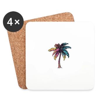 Palm Tree Multicolored - Coasters (set of 4) - white - Front