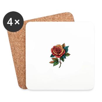 Fleur de rose - Dessous de verre (lot de 4) - blanc - Devant