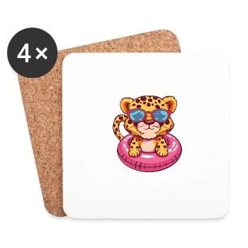 Leopard Comic Cool - Untersetzer (4er-Set) - Weiß - Vorne