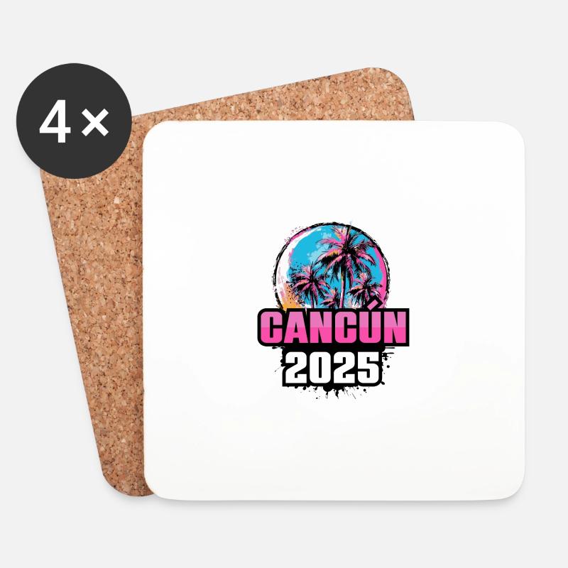 Cancun 2025 Palmen - Untersetzer (4er-Set) - Weiß