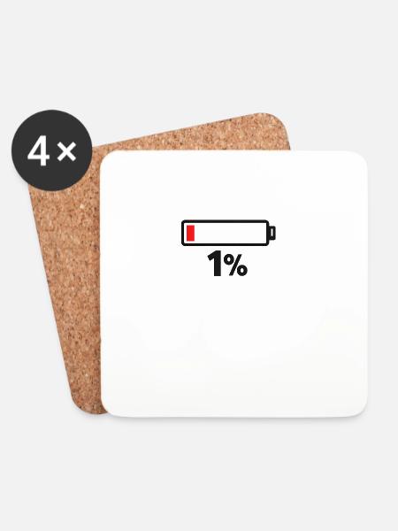 Soziale Batterie 1 % - Soziale Batterie 1 % - Untersetzer (4er-Set) - Weiß