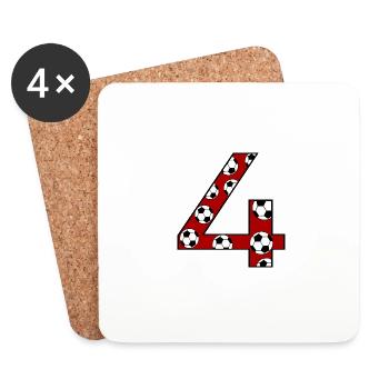 4e anniversaire Football Rouge - Dessous de verre (lot de 4) - blanc - Devant