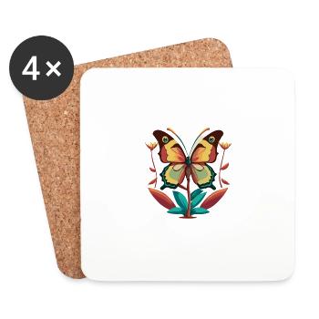 Butterfly in Fall (Magical Animals Collection) - Coasters (set of 4) - white - Front