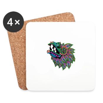 dragon, colorful, illustration, mexican, ornament - Coasters (set of 4) - white - Front