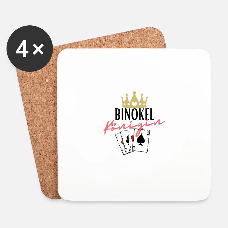 Binokel Königin - Untersetzer (4er-Set) - Weiß