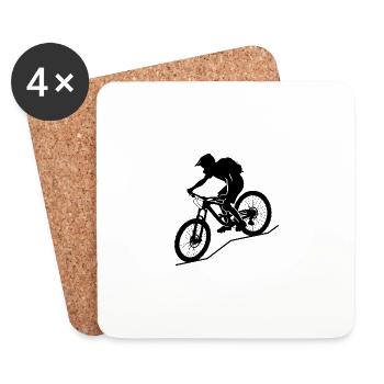Dynamische Mountainbiker Silhouette - Untersetzer (4er-Set) - Weiß - Vorne