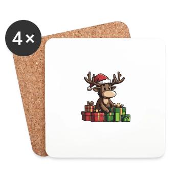 Elch Weihnachten Comic Geschenke - Untersetzer (4er-Set) - Weiß - Vorne