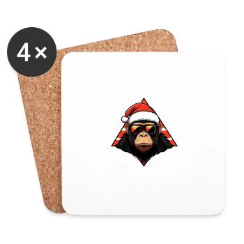 Affe Weihnachten Cool - Untersetzer (4er-Set) - Weiß - Vorne