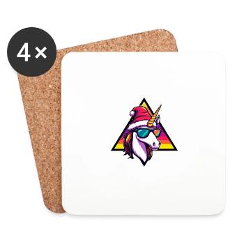Unicorn Christmas Cool - Coasters (set of 4) - white - Front
