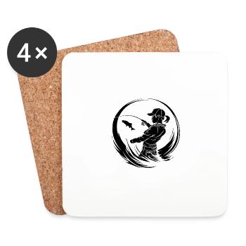 Fishing Silhouette Fisherman - Coasters (set of 4) - white - Front