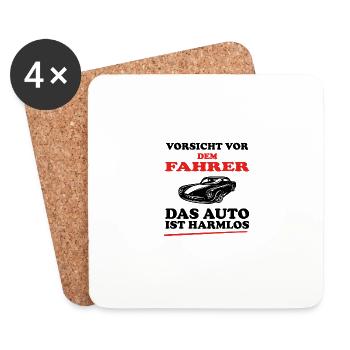 Auto Sprüche Lustig Car Tuning Geschenk - Untersetzer (4er-Set) - Weiß - Vorne