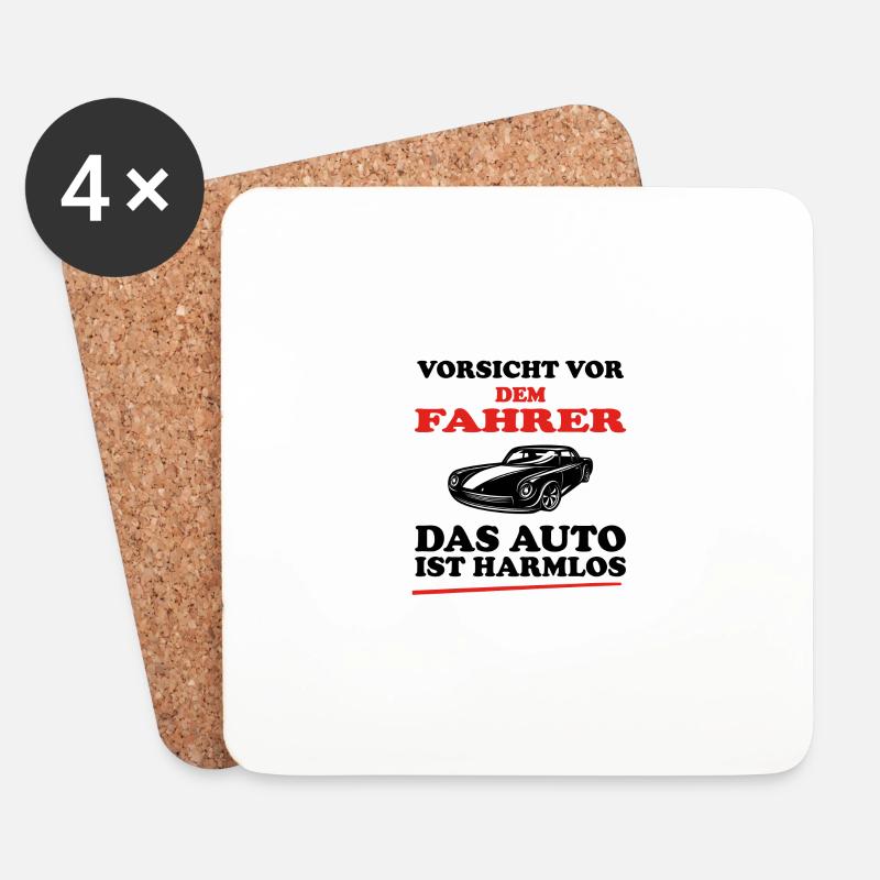 Auto Sprüche Lustig Car Tuning Geschenk - Untersetzer (4er-Set) - Weiß