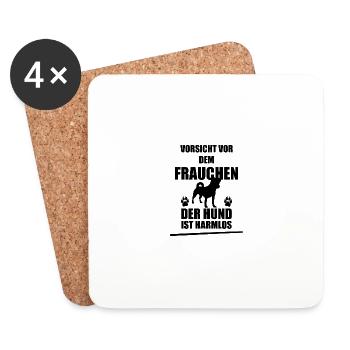 Vorsicht vor dem Hund Dog Geschenk Welpe Frauchen - Untersetzer (4er-Set) - Weiß - Vorne