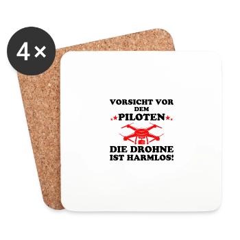 Vorsicht vor dem Piloten Drohne Lustig Geschenk - Untersetzer (4er-Set) - Weiß - Vorne