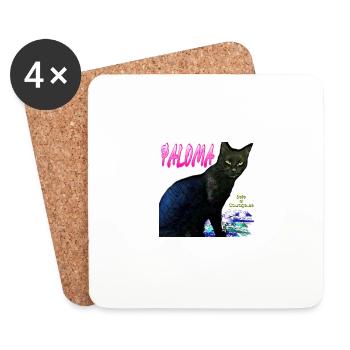 0 chatte - Dessous de verre (lot de 4) - blanc - Devant