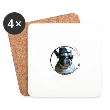 Mignon tyran de style mafia français bouledogue - Dessous de verre (lot de 4) - blanc - Devant
