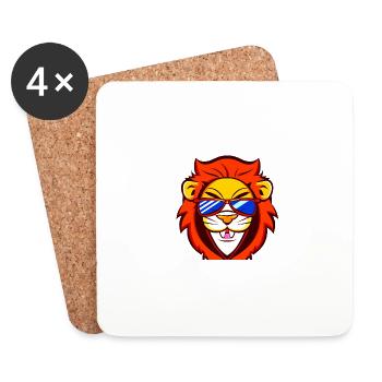 cheeky little lion with cool sunglasses child - Coasters (set of 4) - white - Front