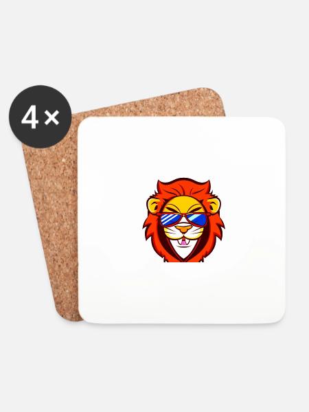 cheeky little lion with cool sunglasses child - Coasters (set of 4) - white