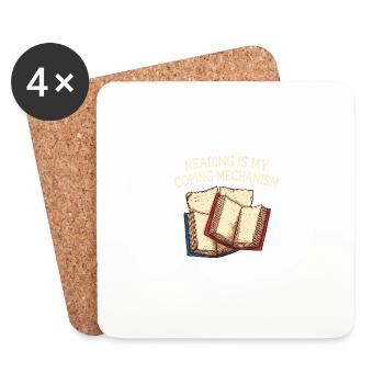 La lecture est mon mécanisme d’adaptation introverti - Dessous de verre (lot de 4) - blanc - Devant